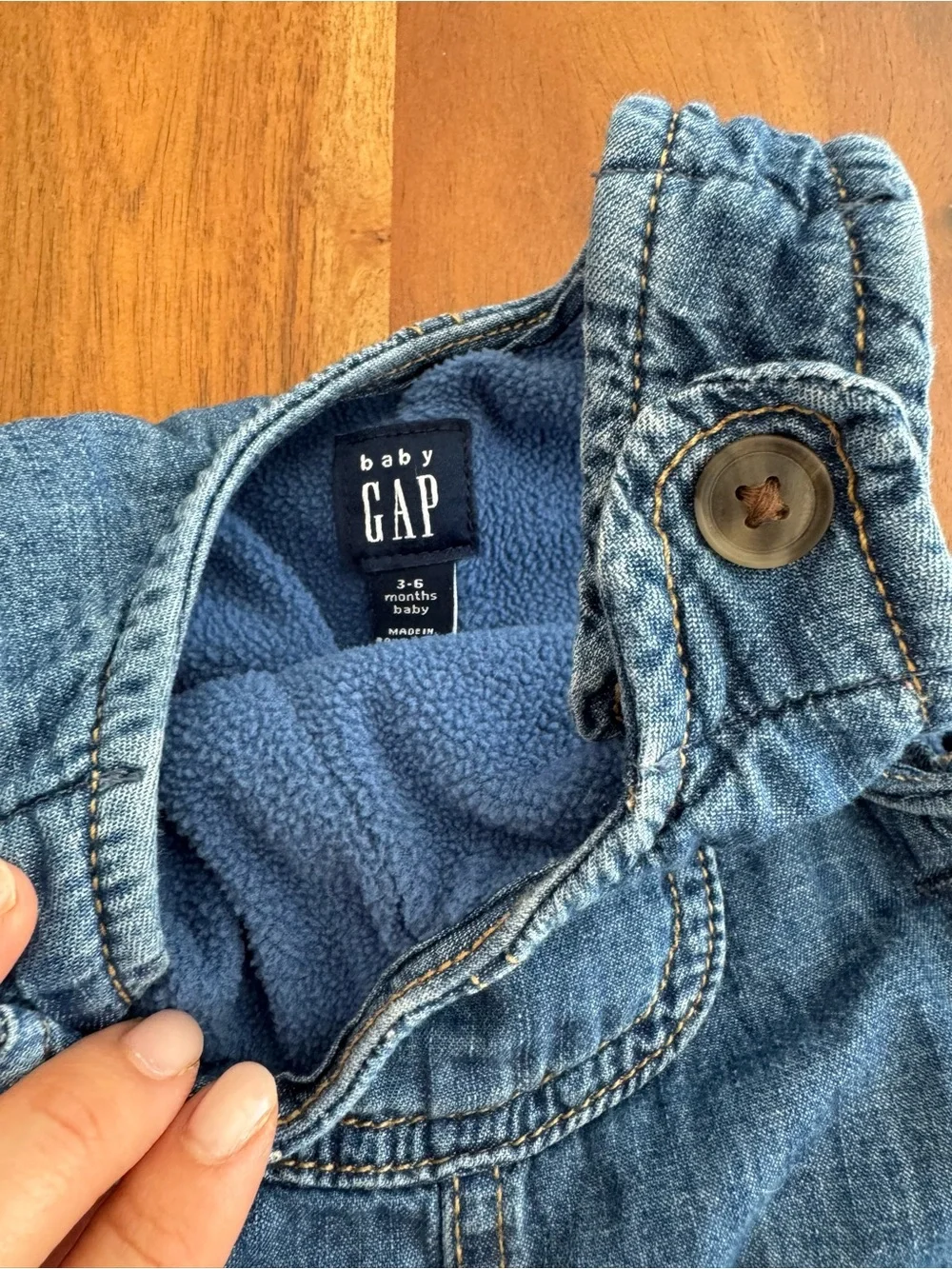GAP Baby Blue Denim Sherpa-Lined Baby Overalls